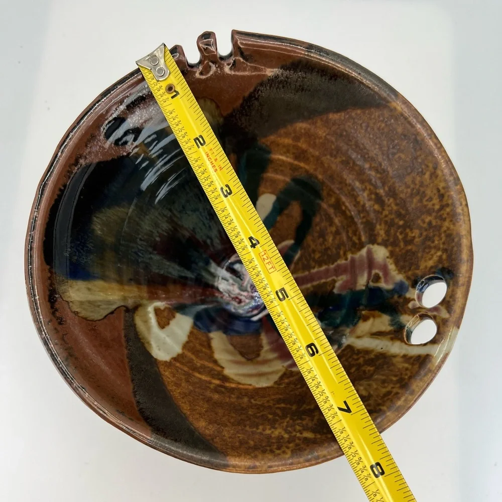 Hand Thrown Drip Glaze Pottery Rice Noodle Bowl Chopstick Rest Colorful